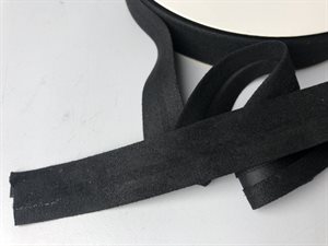 Skråbånd - ruskind i sort, 20 mm